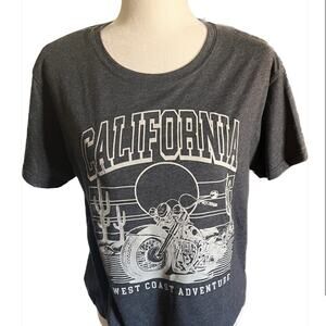 Sweet Lilac California Gray Graphic Motorcycle Tee, Size Large, Women's